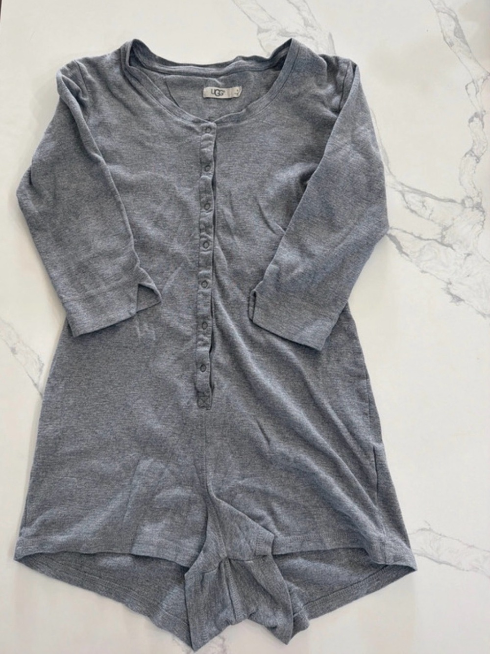 UGG Heidi Lounge Romper In Grey 100% Cotton Loungewear 3/4 Sleeves Sz Medium